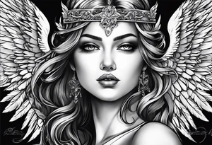 Angel with dominance tattoo idea