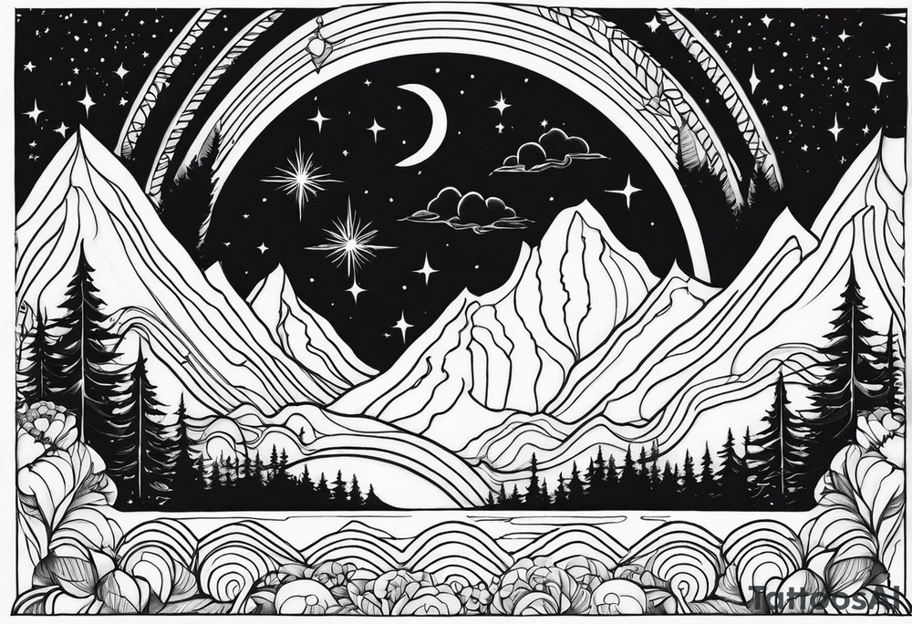 northern lights pattern tattoo idea