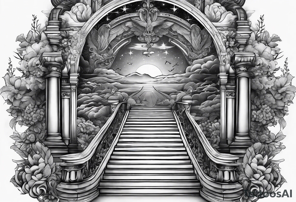 Stairway to heaven shoulder to elbow tattoo idea
