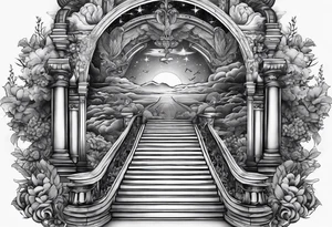 Stairway to heaven shoulder to elbow tattoo idea