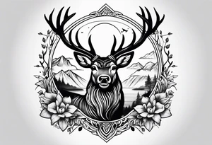 stag and fish tattoo idea