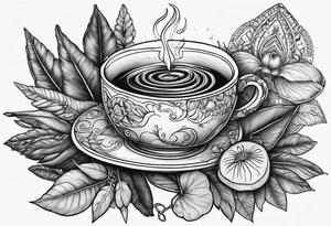 Ayahuasca mushrooms like a cup of tea made by indians tattoo idea
