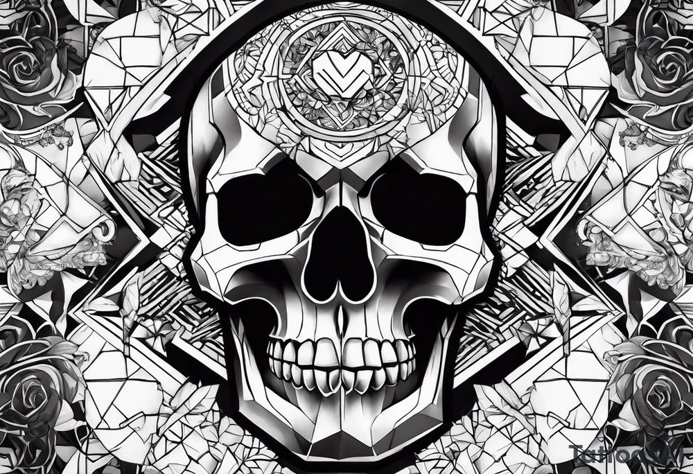 merge heart and skull tattoo idea