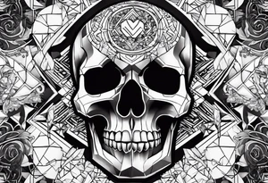 merge heart and skull tattoo idea