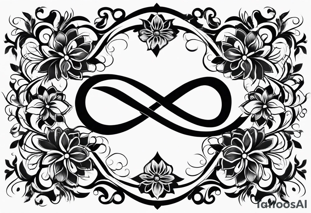 Simple Infinity symbol with negative space floral tattoo idea