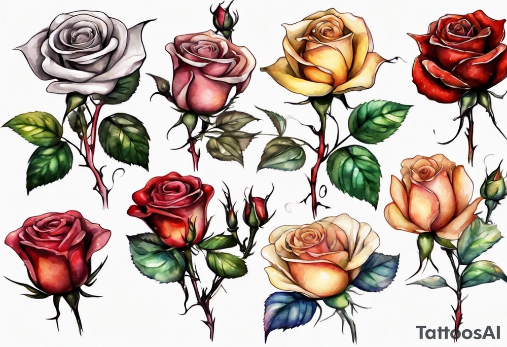 Single Rose with stem tattoo idea