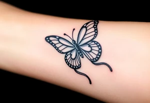 ethereal butterfly with flowing silk ribbons in moonlight tattoo idea