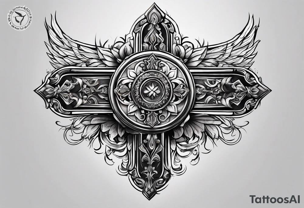 Cross tattoo with a “L” and “T” in it tattoo idea