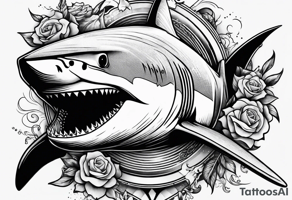 shark with a gun tattoo idea