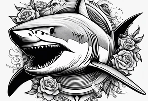 shark with a gun tattoo idea