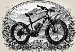 montañas rodeadas de un circulo, que salgan bicicletas de carretera tattoo idea