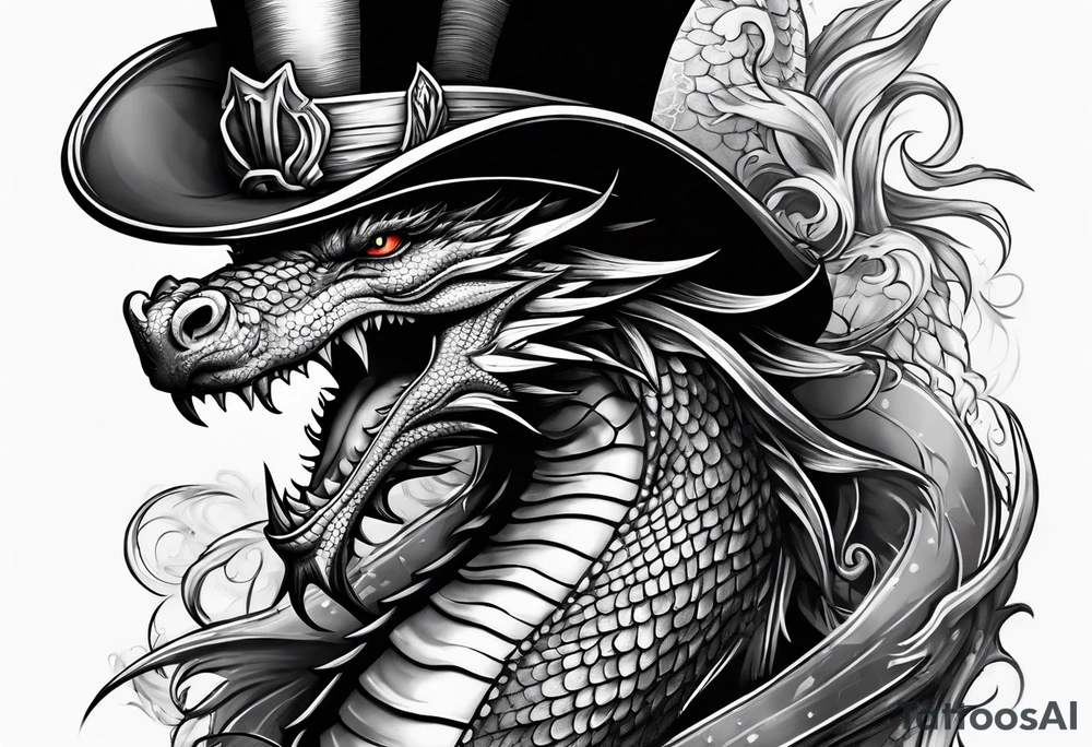 Dragon in a top hat tattoo idea