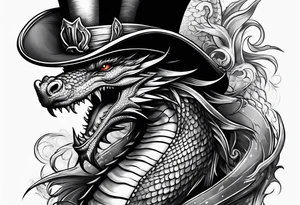 Dragon in a top hat tattoo idea