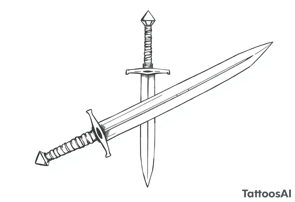 generate one sword and make the tip of the edge kind of pushed in, then purtude back out at the tippy top tattoo idea