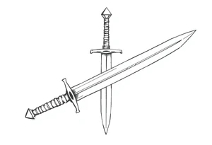 generate one sword and make the tip of the edge kind of pushed in, then purtude back out at the tippy top tattoo idea