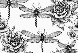 4 simple dragonflies flying together tattoo idea