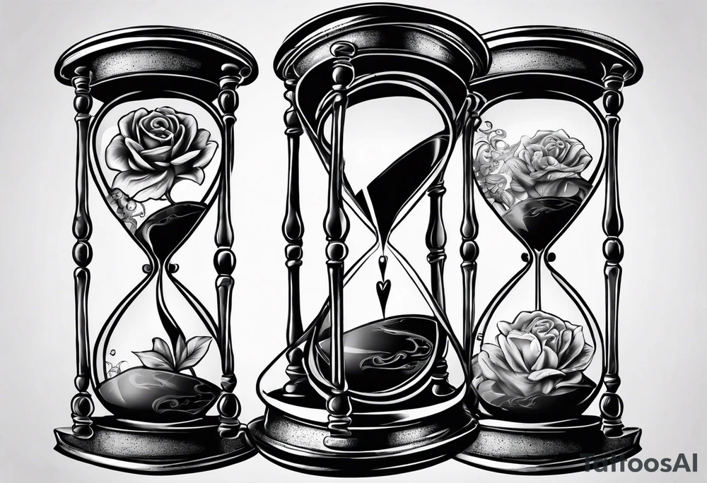 Hour glass with Brain and heart inside tattoo idea