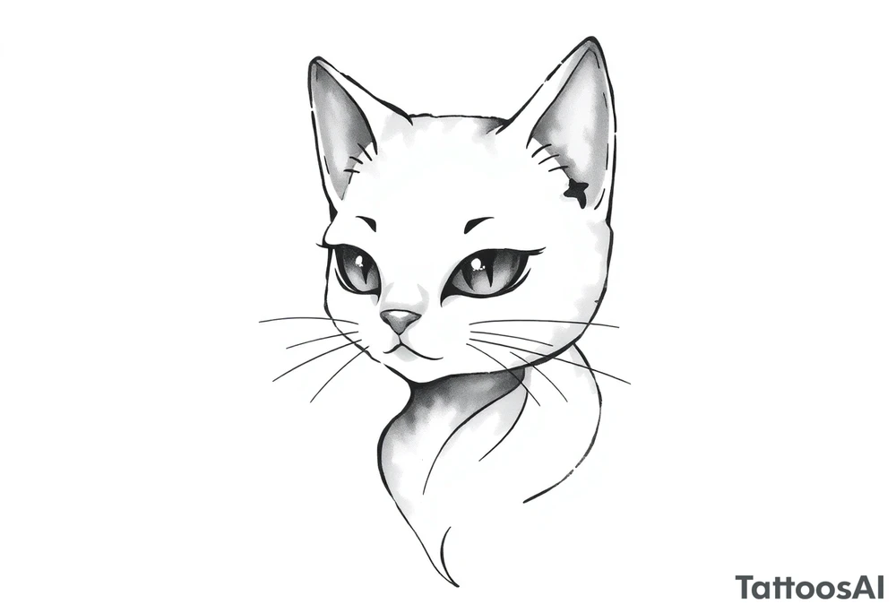 Adorable luna cat tattoo idea