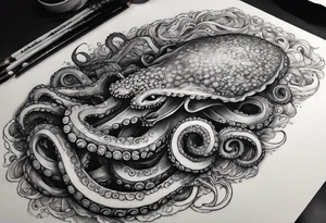 Pulpo gigante destruyendo un barco tattoo idea