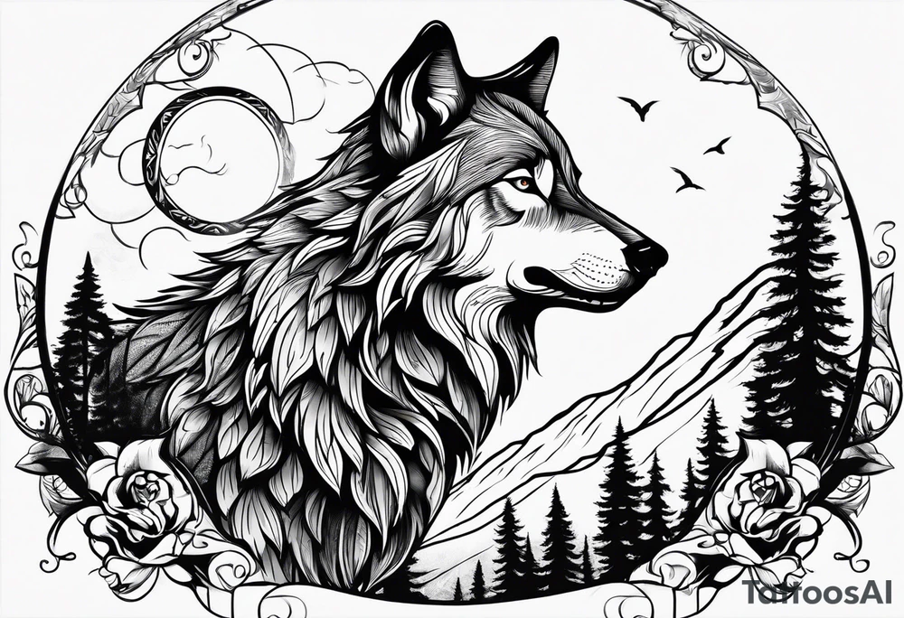 strength, small, nuanced, wolf, elegant tattoo idea