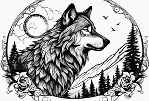 strength, small, nuanced, wolf, elegant tattoo idea