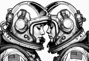 two astronauts hugging each other tattoo idea
