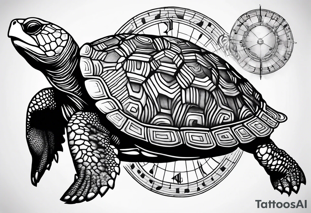 Turtle with the circle of fifths on its shell tattoo idea