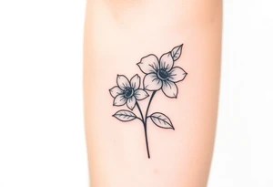 Two simple flowers together leafs on outside tattoo idea