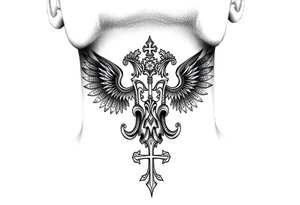 russian christian orthodox military neck design front facing tattoo idea