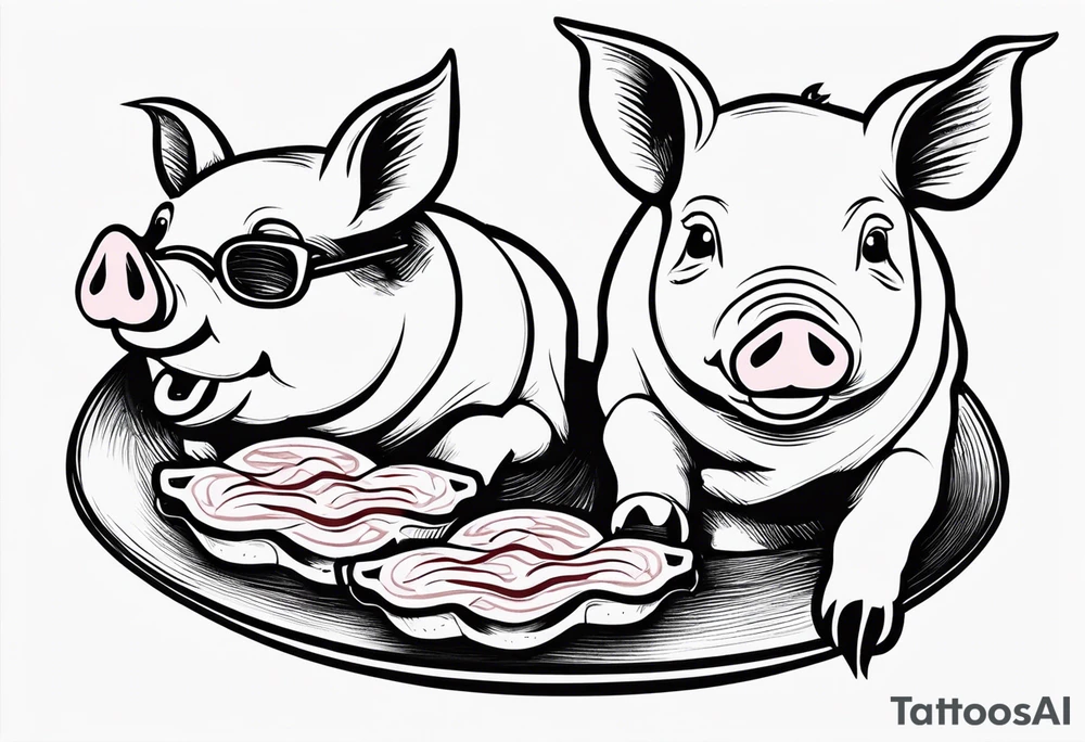 pigs  eating bacon tattoo idea