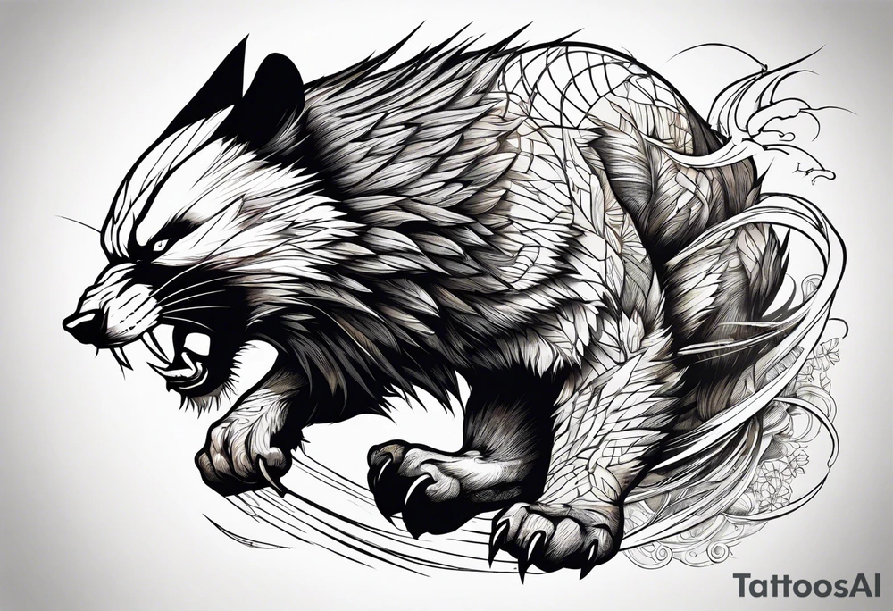 Wolverine animal runnig tattoo idea