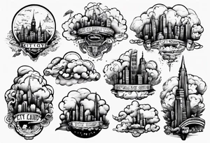 city in the clouds tattoo idea