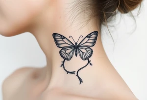ethereal butterfly with flowing silk ribbons in moonlight tattoo idea