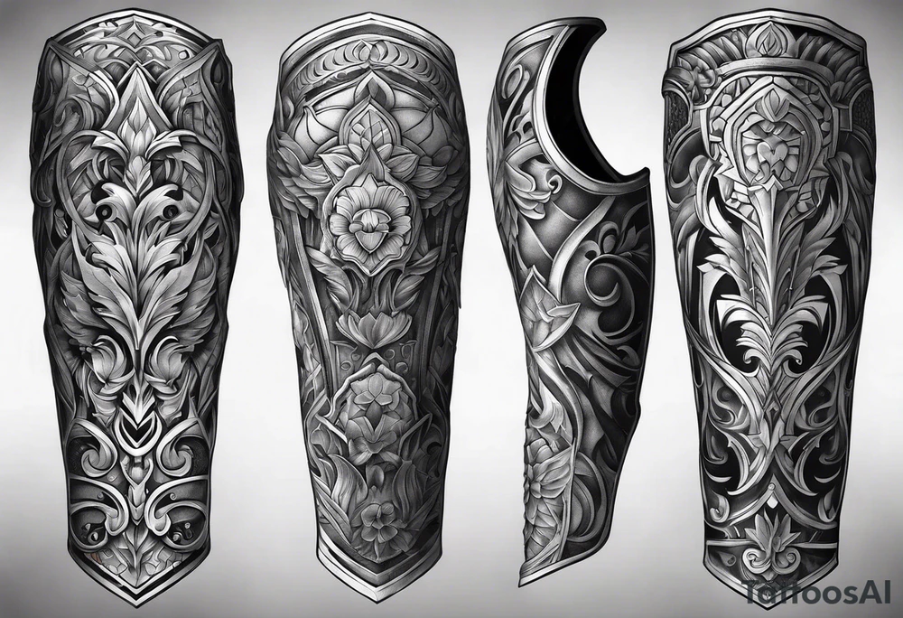 lower leg sleeve armor tattoo idea