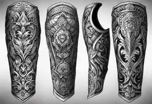 lower leg sleeve armor tattoo idea