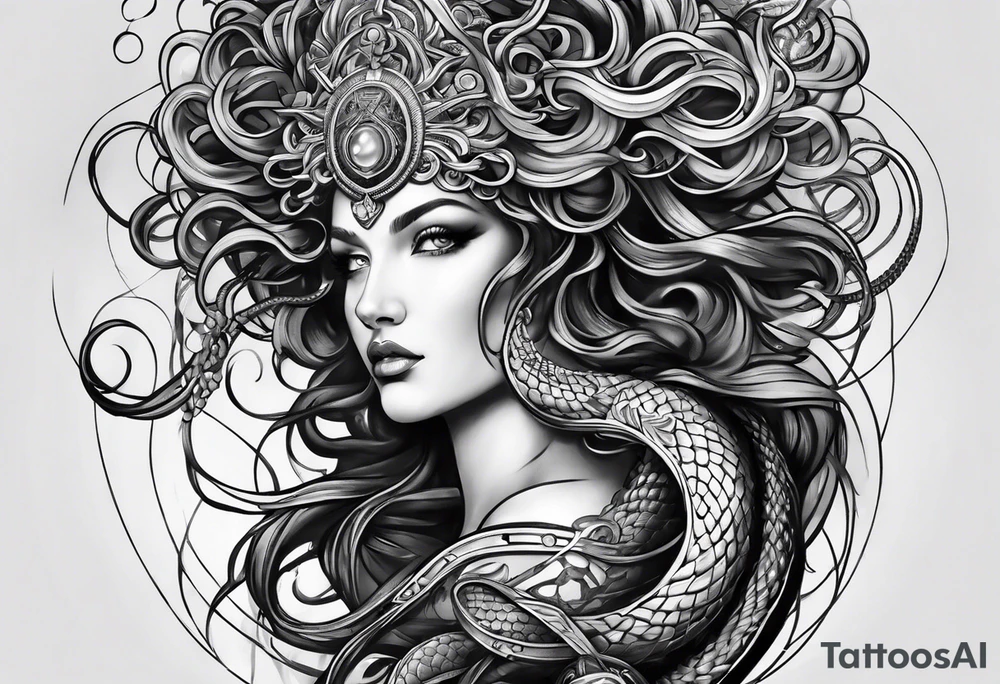 Medusa with the symbolism of light tattoo idea
