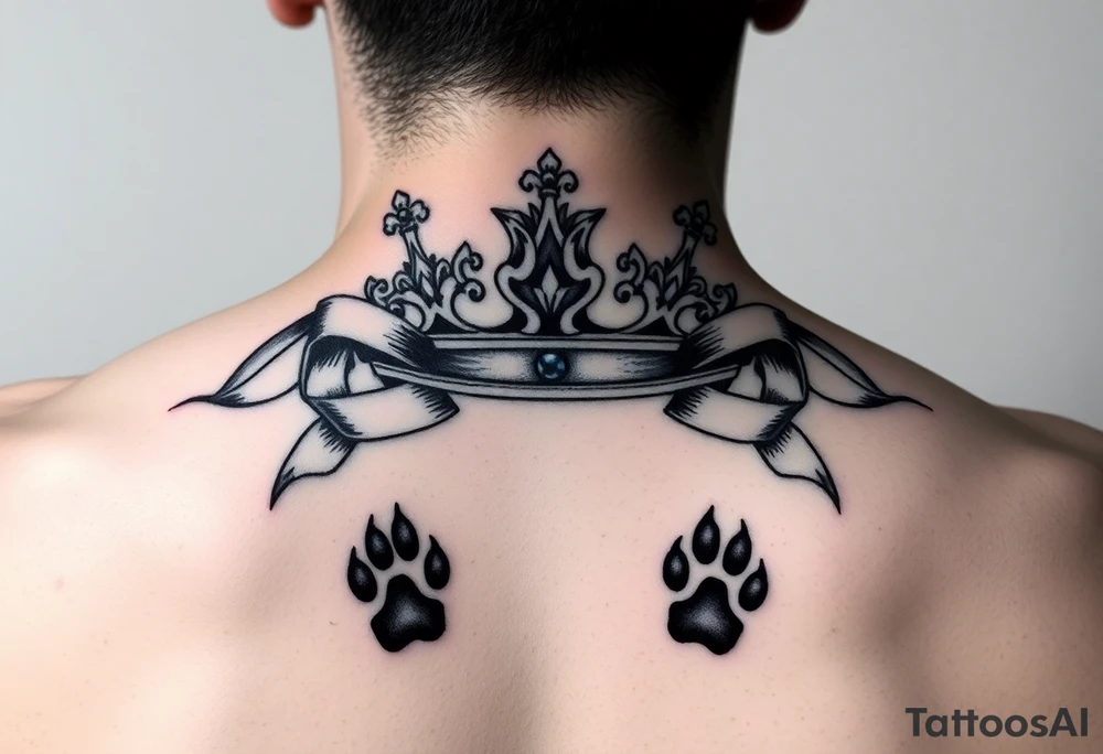 crown
pierced with flowing ribbons princess crown festhers
paw prints tattoo idea
