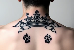 crown 
pierced with flowing ribbons princess crown festhers
paw prints tattoo idea