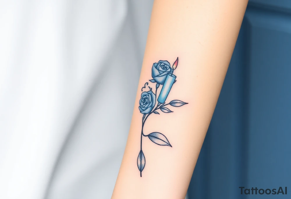 Blue, 2 roses, 2 candles tattoo idea