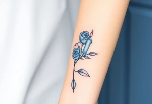 Blue, 2 roses, 2 candles tattoo idea
