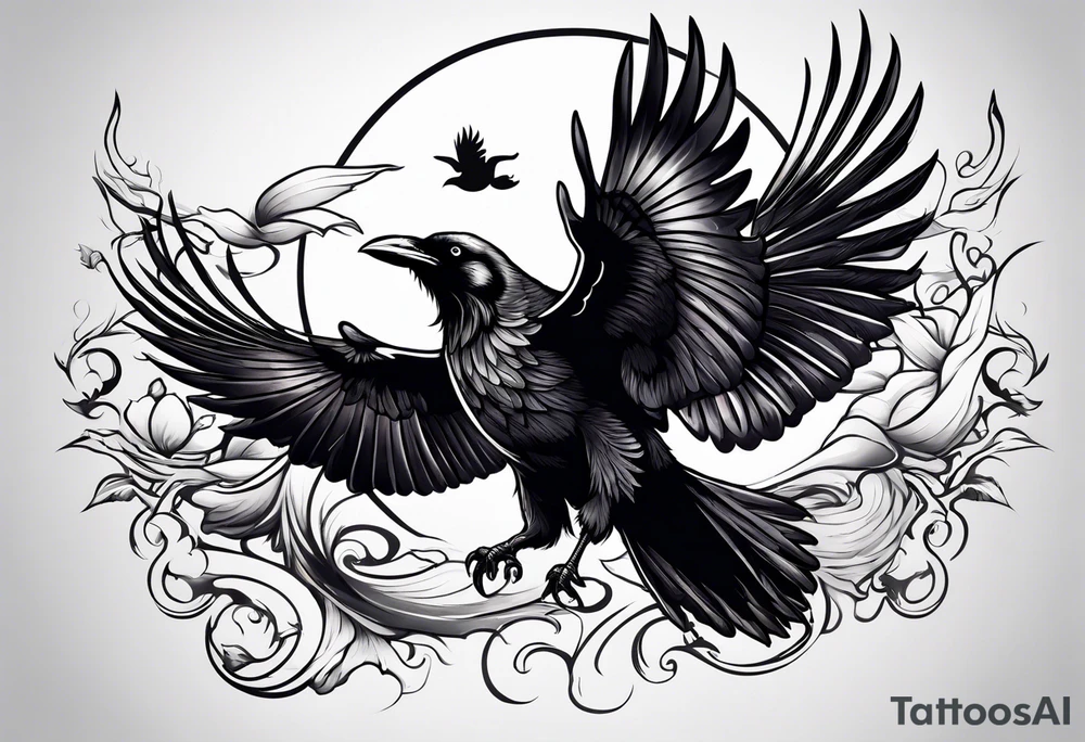 ravens in flight tattoo idea