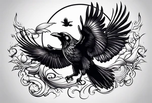 ravens in flight tattoo idea