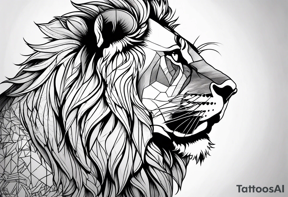 geometric lion tattoo tattoo idea