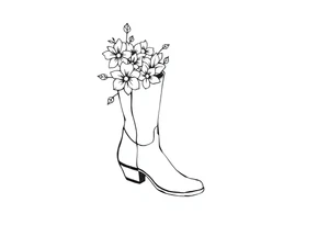 cow girl boot with flowers coming out of it tattoo idea