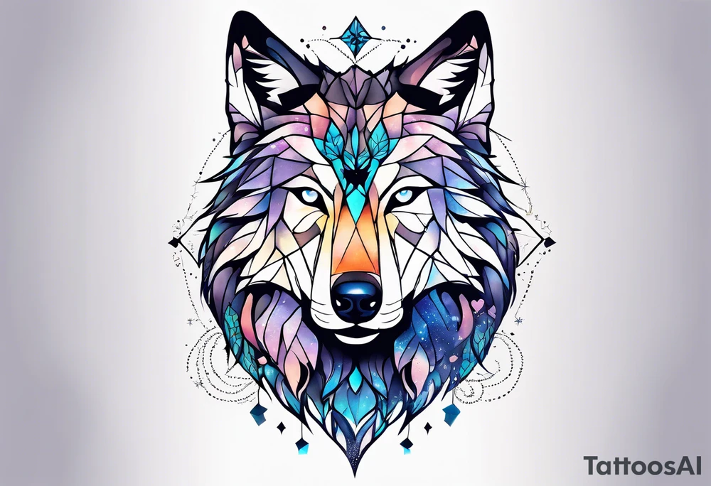 Constellation, animal wolf snow , géométric , flower tattoo idea