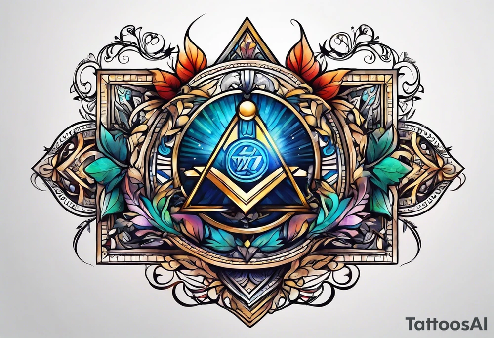 free masonry symbol , rectangle tattoo idea