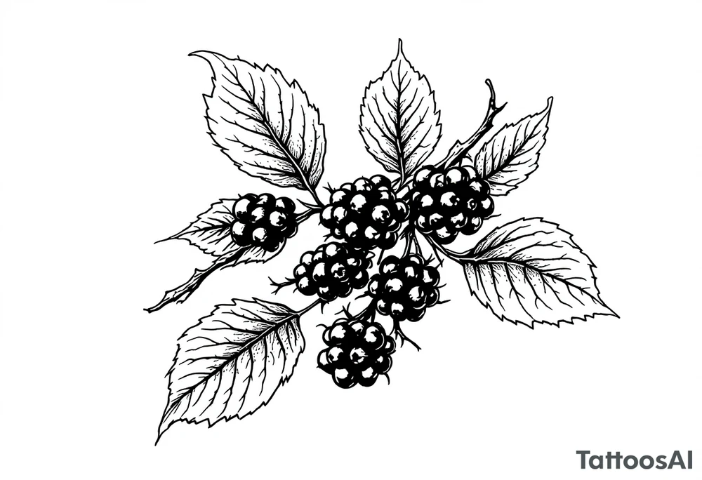 American traditional style Blackberry branch tattoo idea