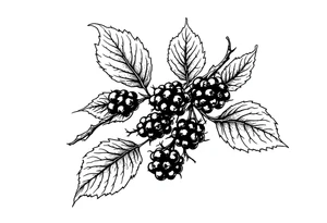 American traditional style Blackberry branch tattoo idea