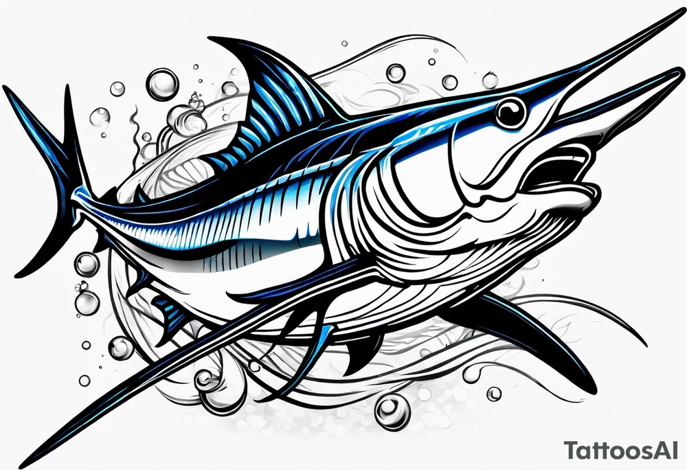 Fishing blue marlin tattoo idea