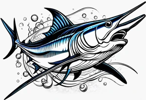 Fishing blue marlin tattoo idea